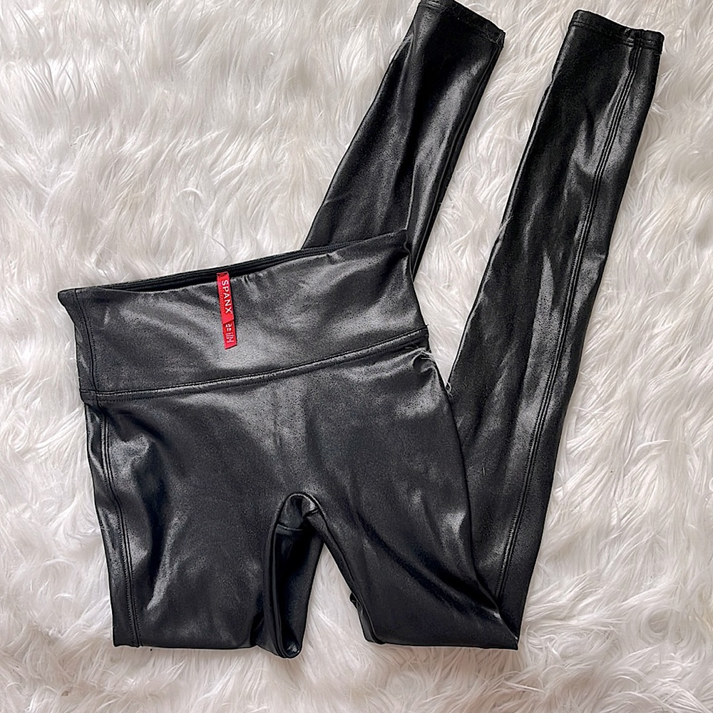 Spanx black faux leather leggings